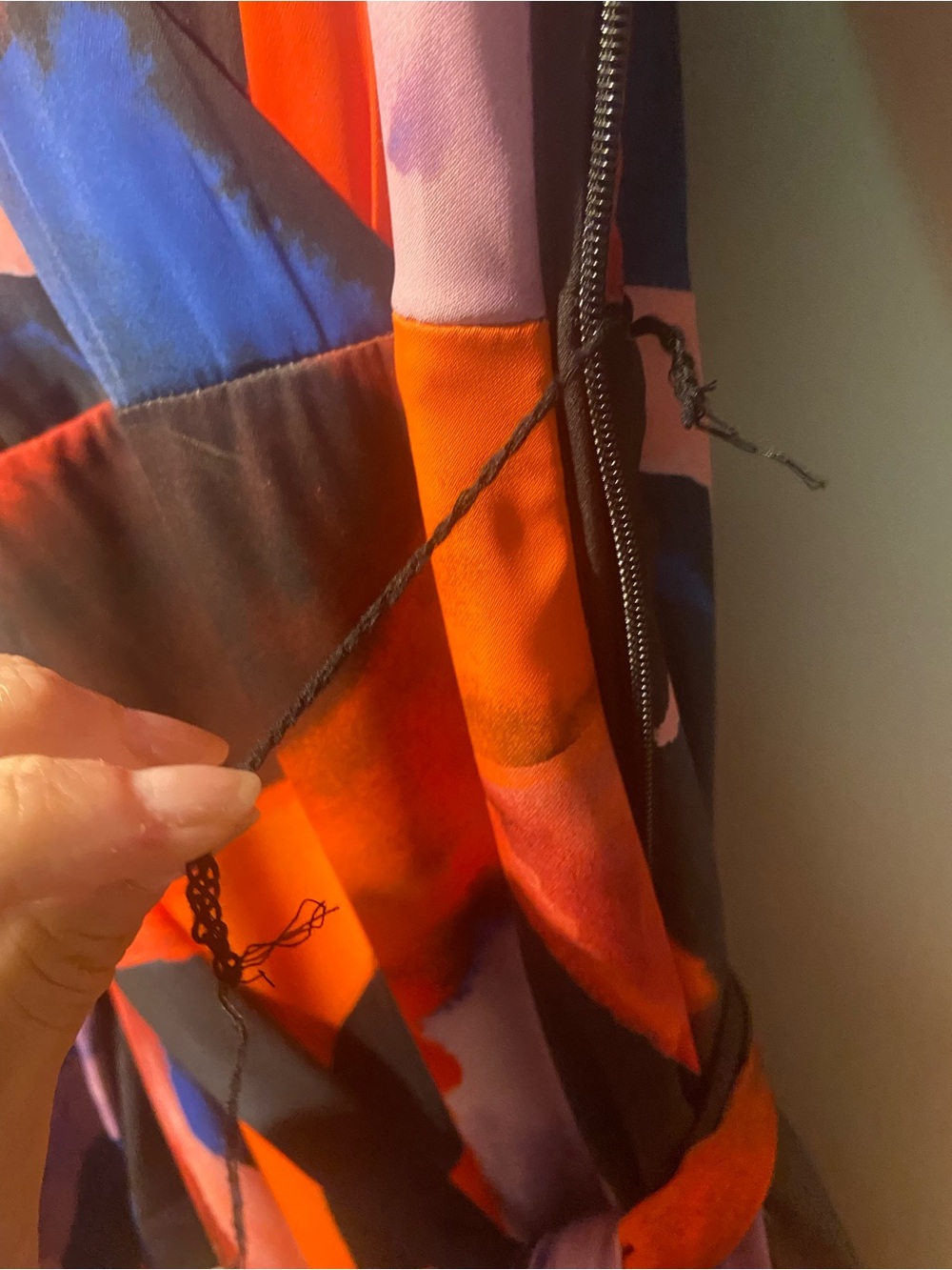 French Connection Bold Abstract Wrap Maxi Dress - Red, Blue, Orange, Purple - Picture 5 of 5